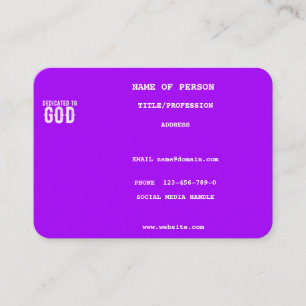CARTÃO DE VISITA TEXTO BRANCO PERSONALIZADO DO VIOLET LEGAL DEUS