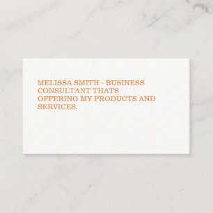 Cartão De Visita Texto cor de laranja preto mínimo