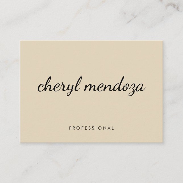 Cartão De Visita Texto Cursivo bege sofisticado (Frente)