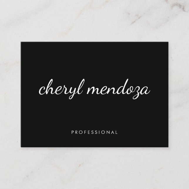 Cartão De Visita Texto Cursivo em bege preto sofisticado (Frente)