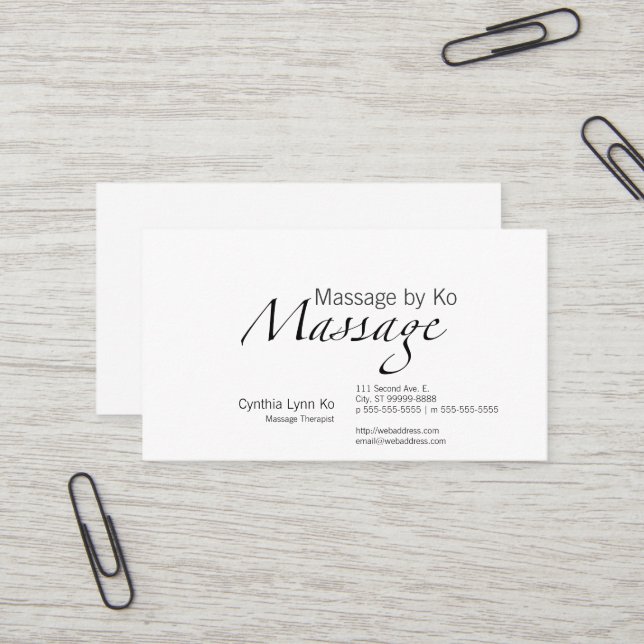 Cartão De Visita Texto da massagem (Frente/Verso In Situ)