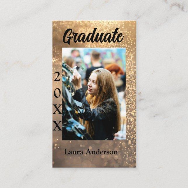 Cartão De Visita Texto de classe de nome de adição de graduação de  (Frente)