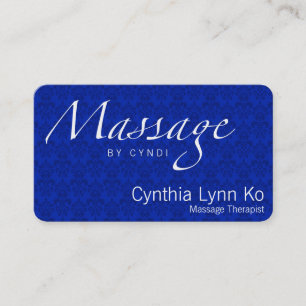 Cartão De Visita Texto de Massagem no Azul Damasco