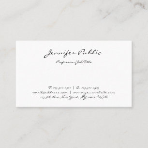 Cartão De Visita Texto de Script de Mão Elegante Simples Modelo Mo