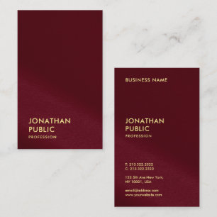 Cartão De Visita Texto Dourado Burgundy Red Luxury Seda