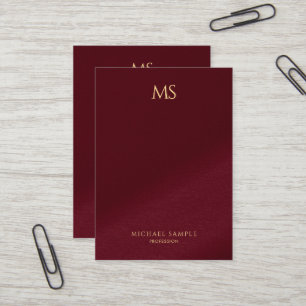 Cartão De Visita Texto Dourado Chic Monograma Vertical Luxuoso Gros