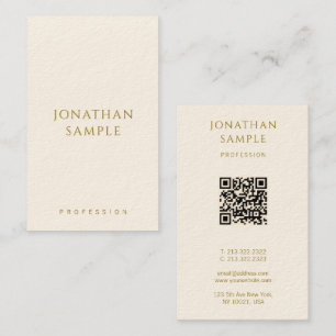 Cartão De Visita Texto Dourado personalizado Código QR Modelo Verti