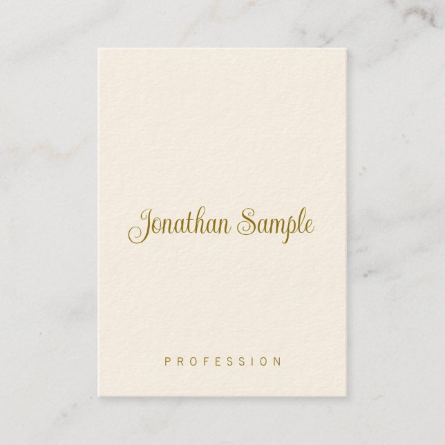 Cartão De Visita Texto Dourado Texto Moderno com Script Mão Modelo  (Frente)