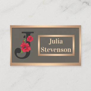 Cartão De Visita Texto editável monograma personalizado flo de flor