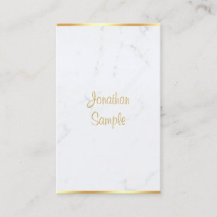 Cartão De Visita Texto Elegante de Script de Mão Clássico Dourado