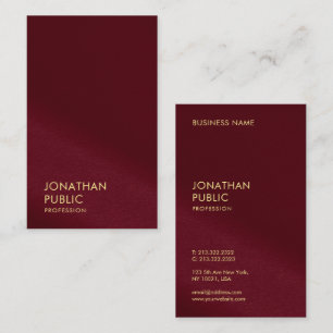Cartão De Visita Texto Elegante Dourado Modelo Borgonha Vermelho