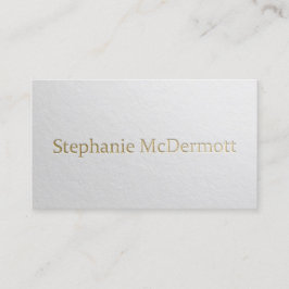 Cartão De Visita Texto em relevo mínimo branco e Dourado do moderno