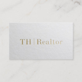 Cartão De Visita Texto em relevo mínimo branco e Dourado do moderno