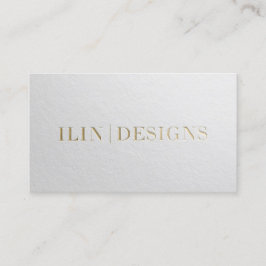 Cartão De Visita Texto em relevo mínimo branco e Dourado do moderno