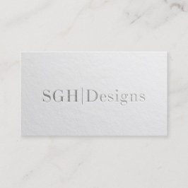 Cartão De Visita Texto Emboscrito Mínimo de Prata Branca do Designe