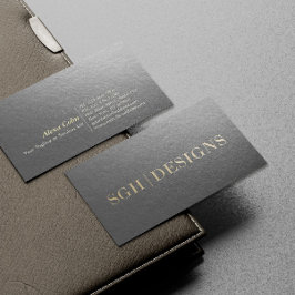 Cartão De Visita Texto Mínimo Preto e Dourado do Designer Moderno