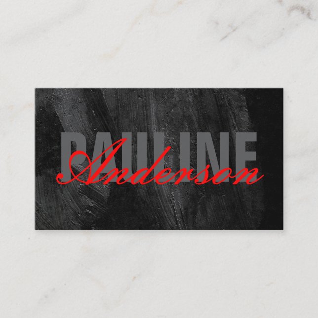 Cartão De Visita Texto Negrito e Rico | Textura Negra (Frente)