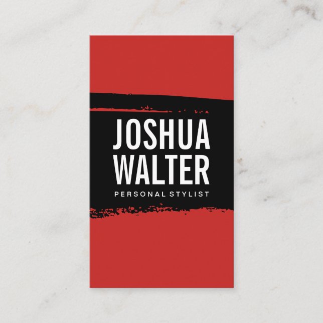 Cartão De Visita Texto Negrito Simples Vermelho Preto Bruto (Frente)