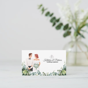 Cartão De Visita Texto personalizado casamento Floral Moderno