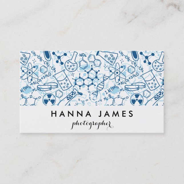 Cartão De Visita Texto Personalizado de Desenho do Modelo de Químic (Frente)