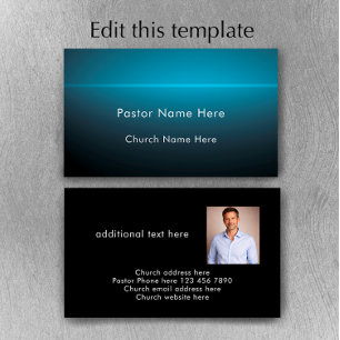 Cartão De Visita Texto Personalizado Moderno Com Foto Pastor Da Igr