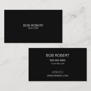 Cartão De Visita TEXTO PERSONALIZADO - Preto sólido minimalista