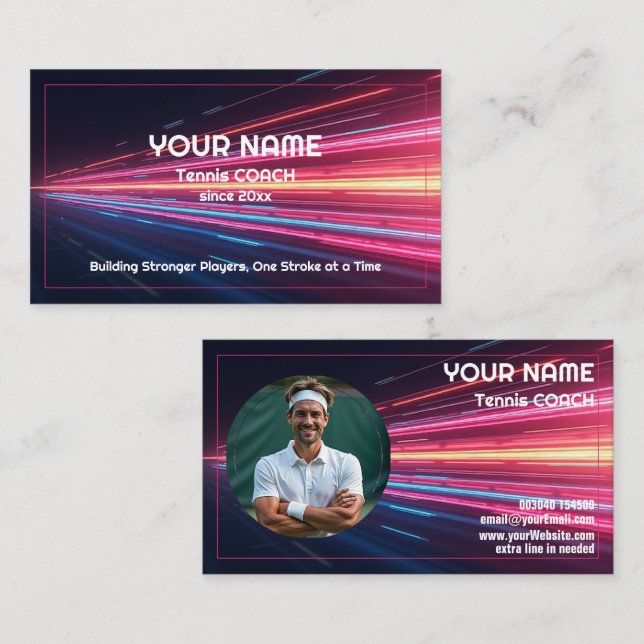 Cartão De Visita 🎾Texto personalizado, Qualquer Modo Treinador Ati (Frente/Verso)