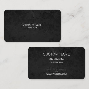 Cartão De Visita TEXTO PERSONALIZADO - Textura Negra Minimalista