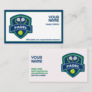 Cartão De Visita Texto personalizado 🎾, Treinador Padel