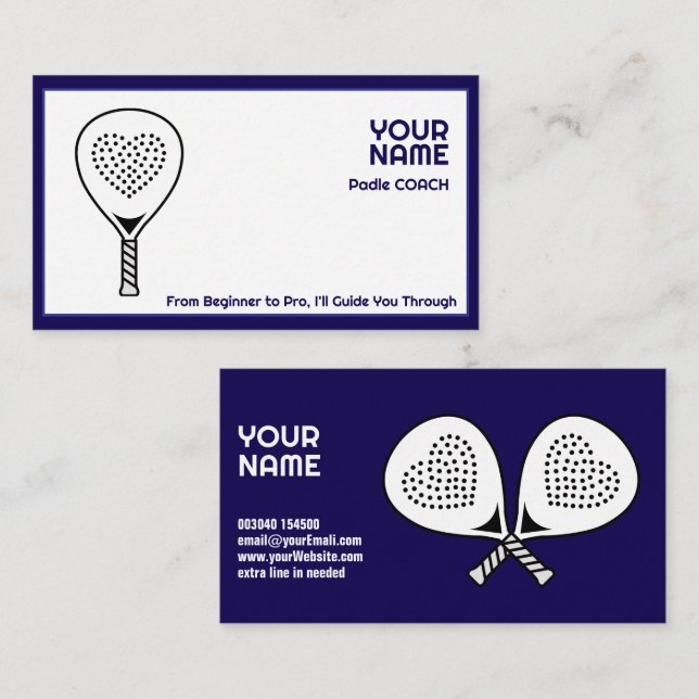 Cartão De Visita Texto personalizado 🎾, Treinador Padel (Frente/Verso)