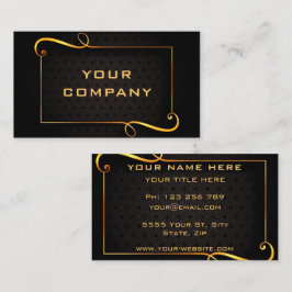 Cartão De Visita Texto Preto do Luxo de Quadro do Ouro Dourado
