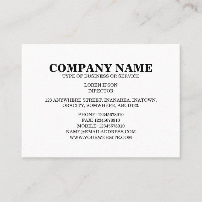 Cartão De Visita Texto simples 06a - Branco (Frente)