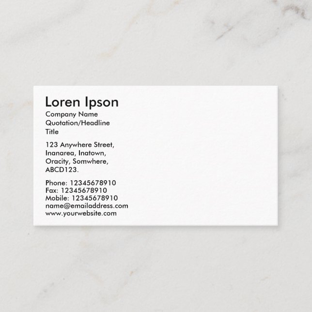 Cartão De Visita Texto Simples - Branco (Frente)