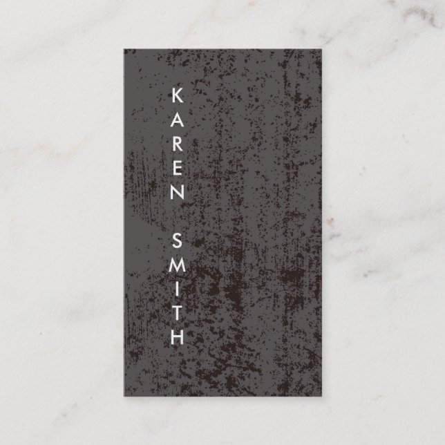 Cartão De Visita Texto Vertical Estilo de Grunge Moderno (Frente)
