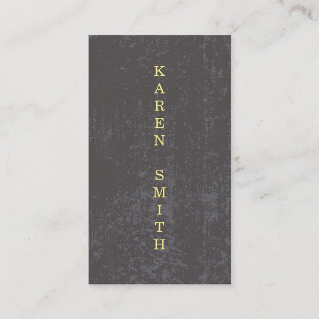 Cartão De Visita Texto Vertical Estilo de Grunge Moderno (Frente)