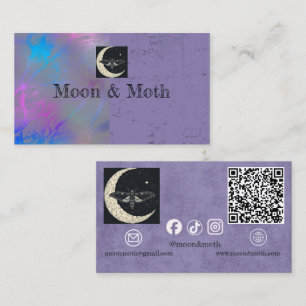Cartão De Visita Textos personalizados de dois tons com código QR