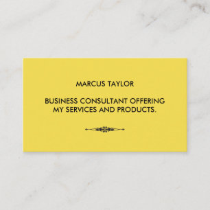 Cartão De Visita Textual minimalista com elemento embelezado amarel