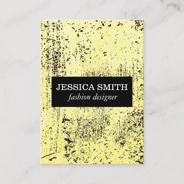 Cartão De Visita Textura Amarela na moda Grunge (Frente)