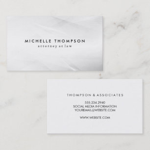 Cartão De Visita Textura branca minimalista, empresa de textura gra