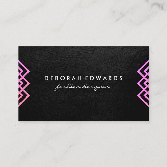 Cartão De Visita Textura Chic das Linhas Geométricas de Luxo (Frente)