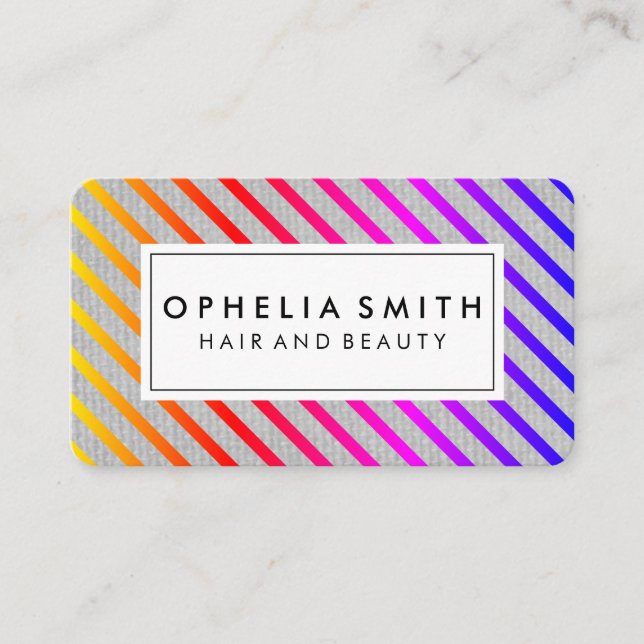 Cartão De Visita Textura Colorida de Stripes Chic (Frente)