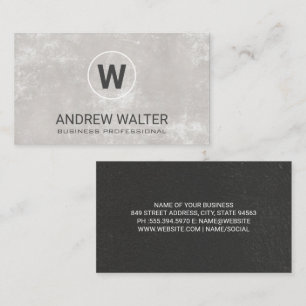 Cartão De Visita Textura de Cinzas Simples em Monograma Clássico