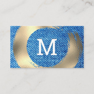 Cartão De Visita Textura de Denim Dourado escovado