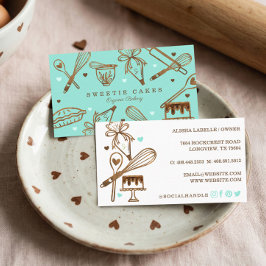 Cartão De Visita Textura de madeira do solo e Cozinhar e azul