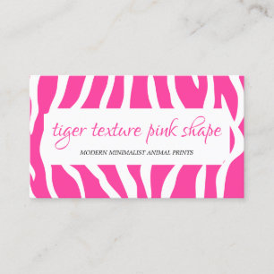 Cartão De Visita Textura de Purpurina de Tigre Rosa Branco Quadro d