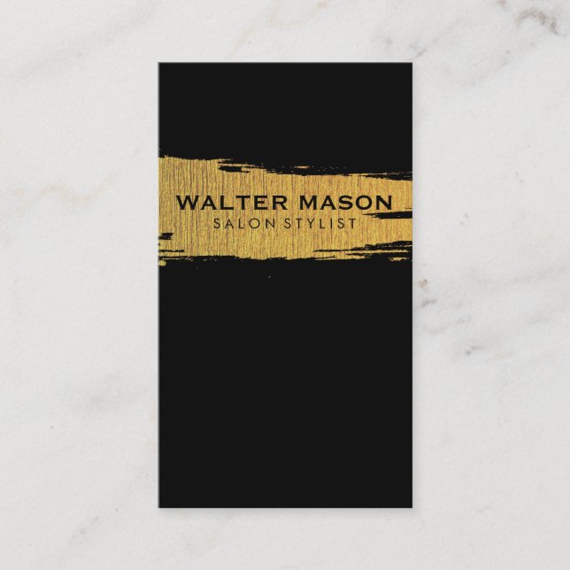 Cartão De Visita Textura Dourada Bruta, Falso Artístico, Preto (Frente)