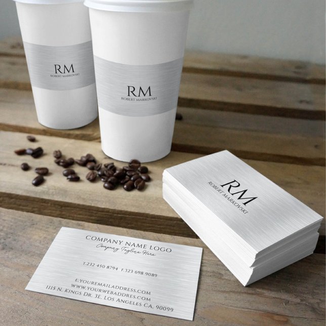 Cartão De Visita Textura Metálica De cinzas Leves (Criador carregado)