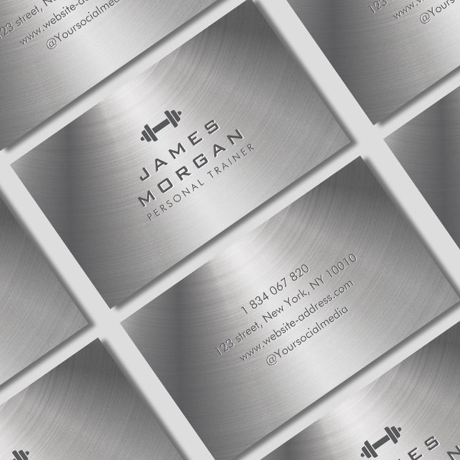 Cartão De Visita Textura metálica do moderno treinador de Malhações (Criador carregado)