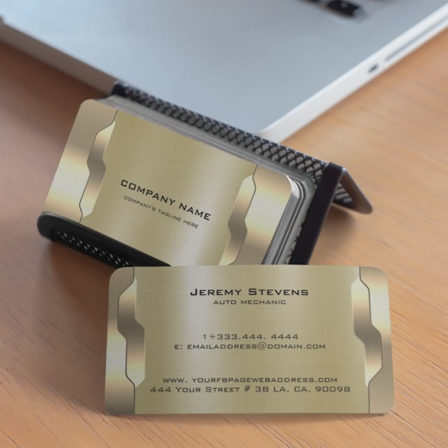 Cartão De Visita Textura Metálica Geométrica Dourada (Criador carregado)