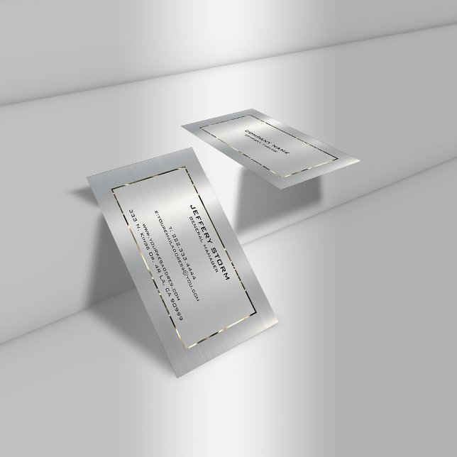 Cartão De Visita Textura Metálica Personalizada De Cinzas De Prata  (Criador carregado)